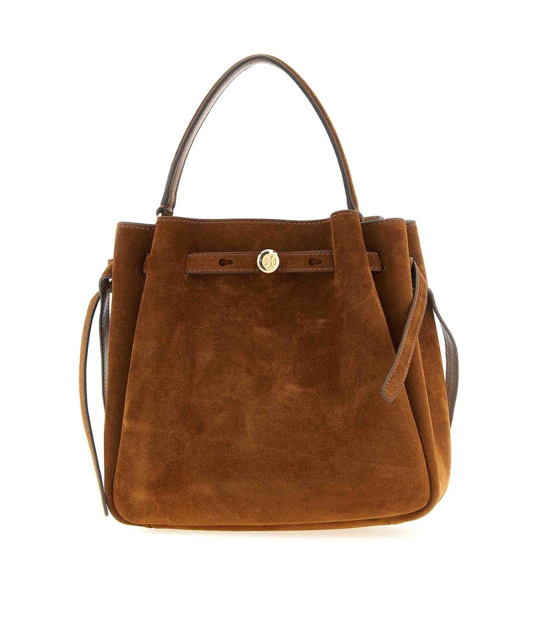 TORY BURCH Коричневая замшевая сумка с короткими ручками, фото 1