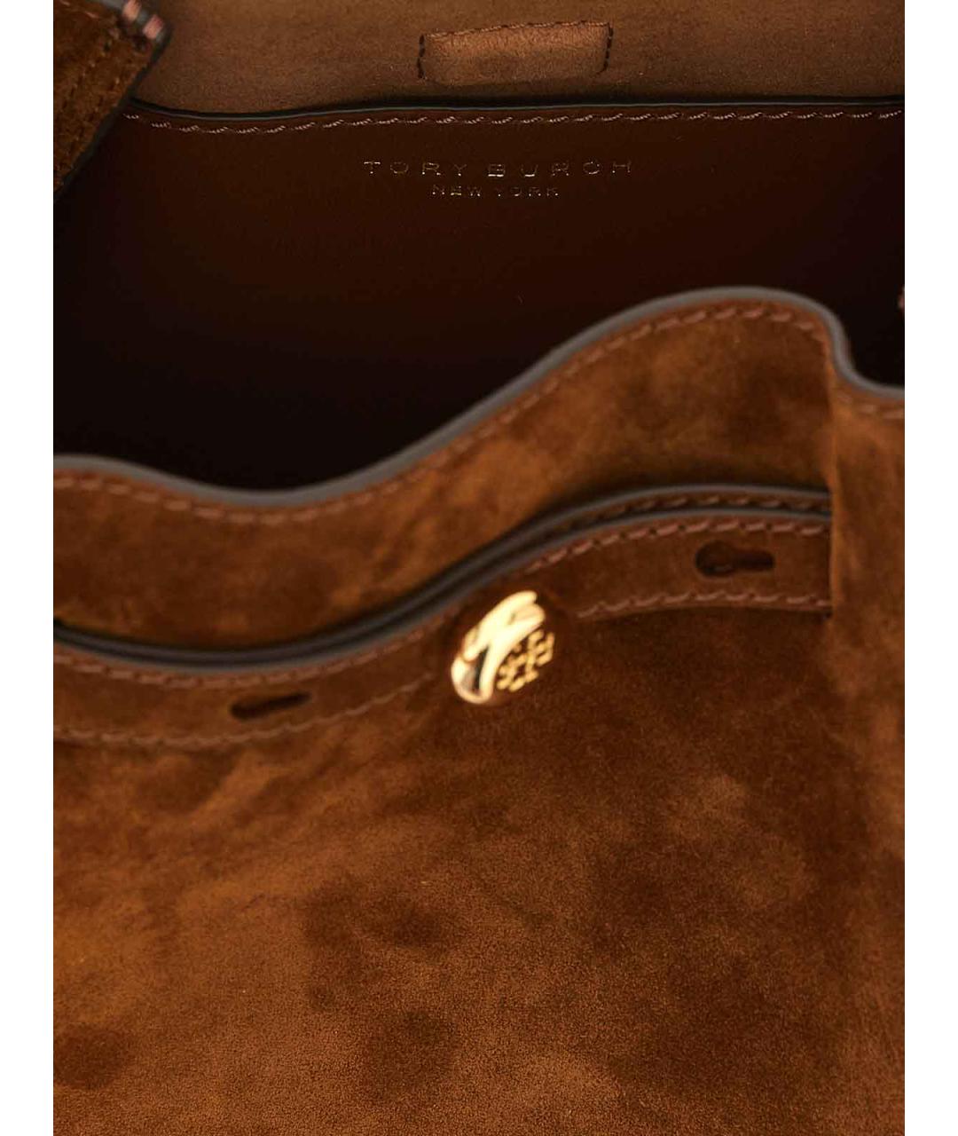 TORY BURCH Коричневая замшевая сумка с короткими ручками, фото 4