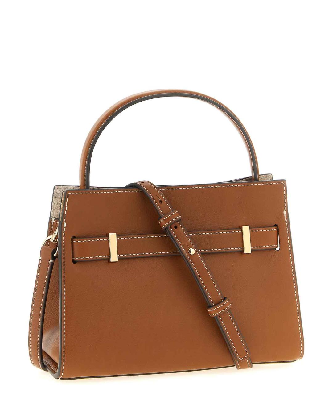 TORY BURCH Коричневая кожаная сумка с короткими ручками, фото 2