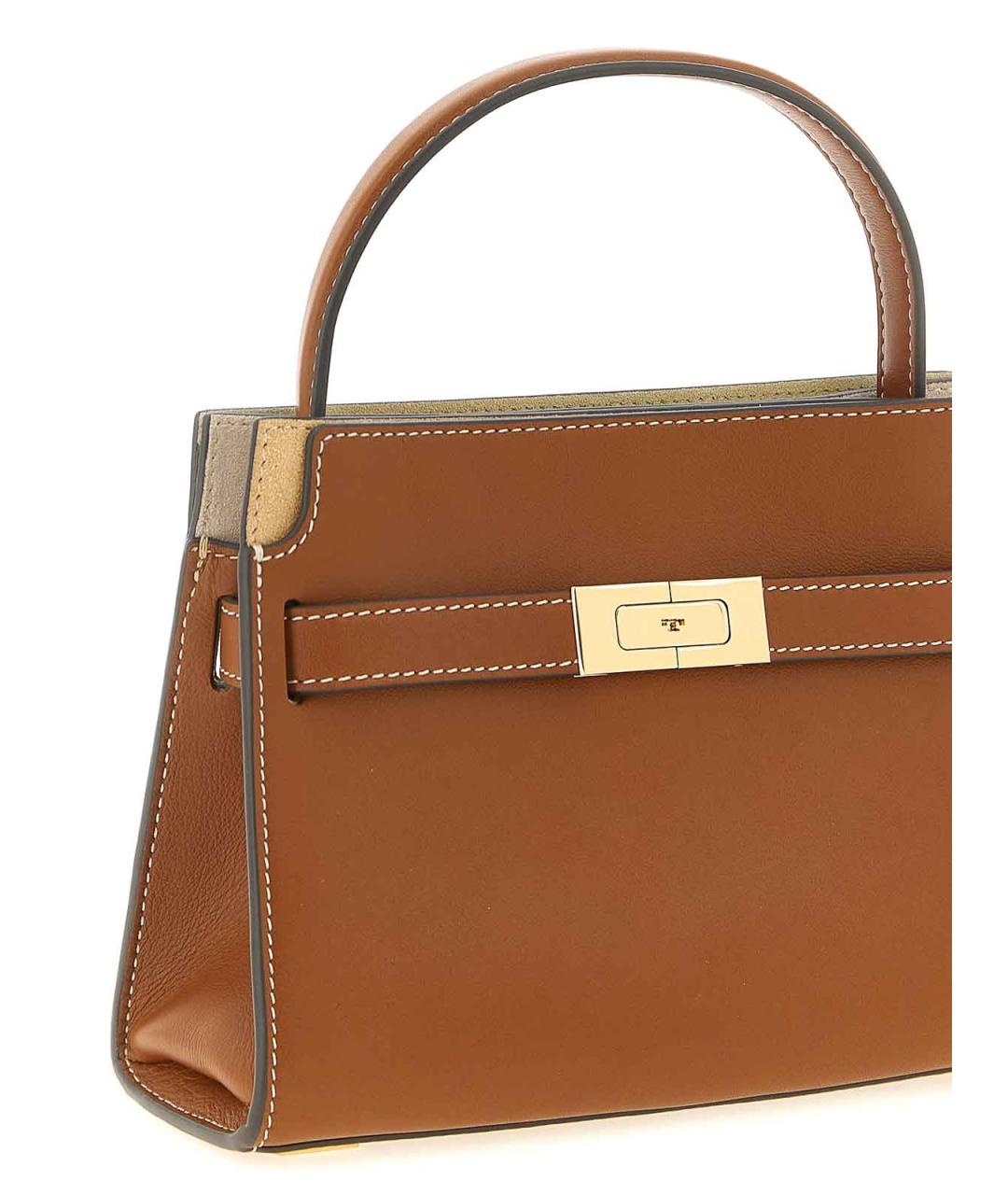 TORY BURCH Коричневая кожаная сумка с короткими ручками, фото 3