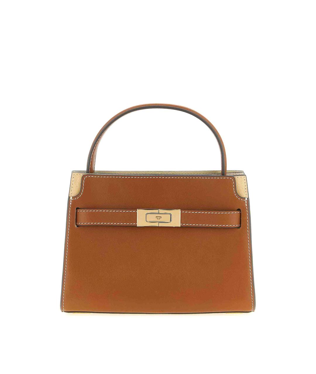 TORY BURCH Коричневая кожаная сумка с короткими ручками, фото 1