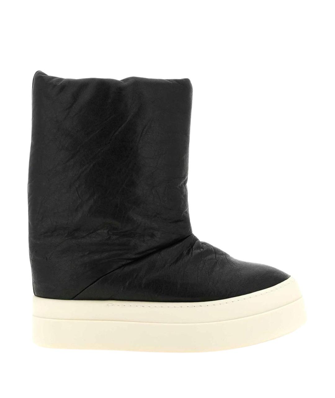 RICK OWENS Черные кожаные высокие ботинки, фото 1