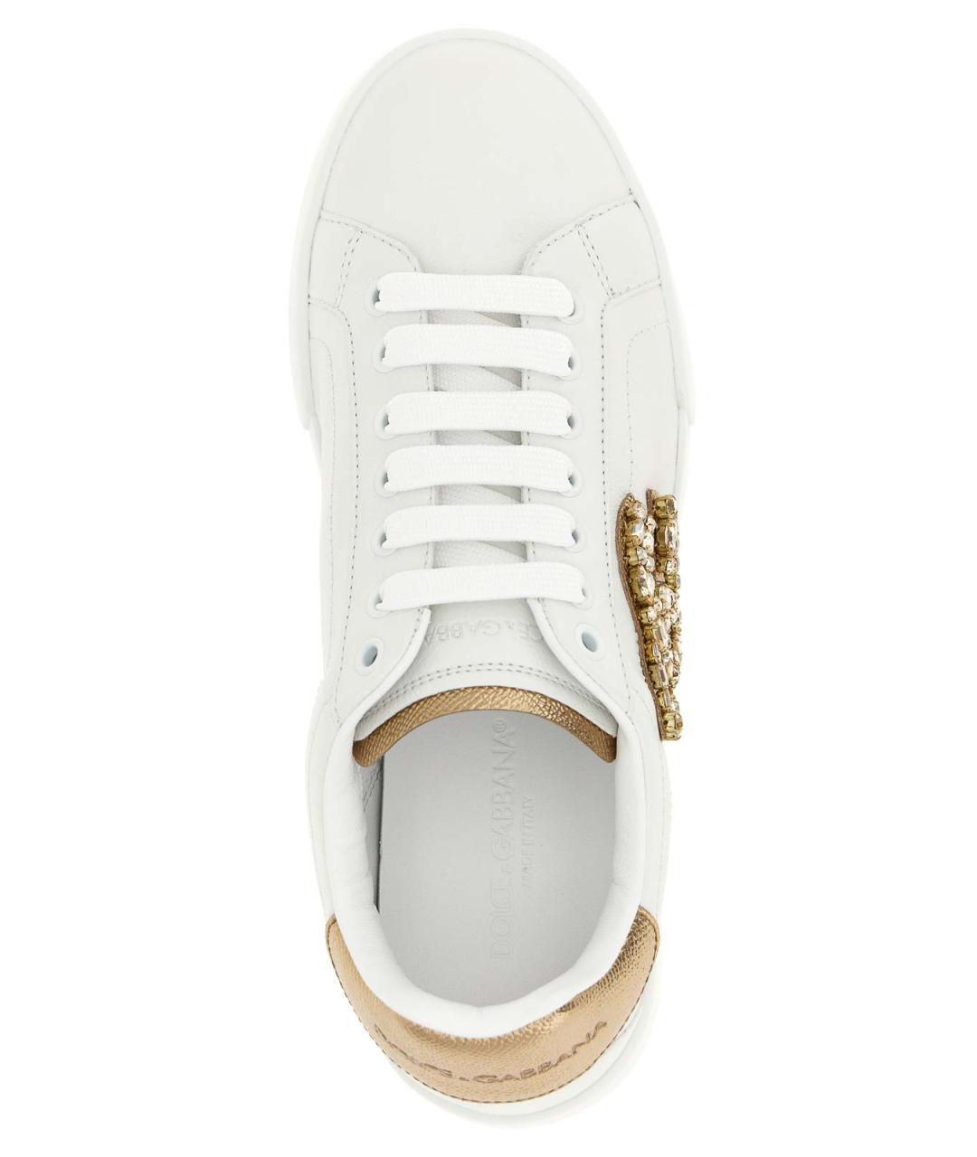 DOLCE&GABBANA Белые кожаные кеды, фото 4