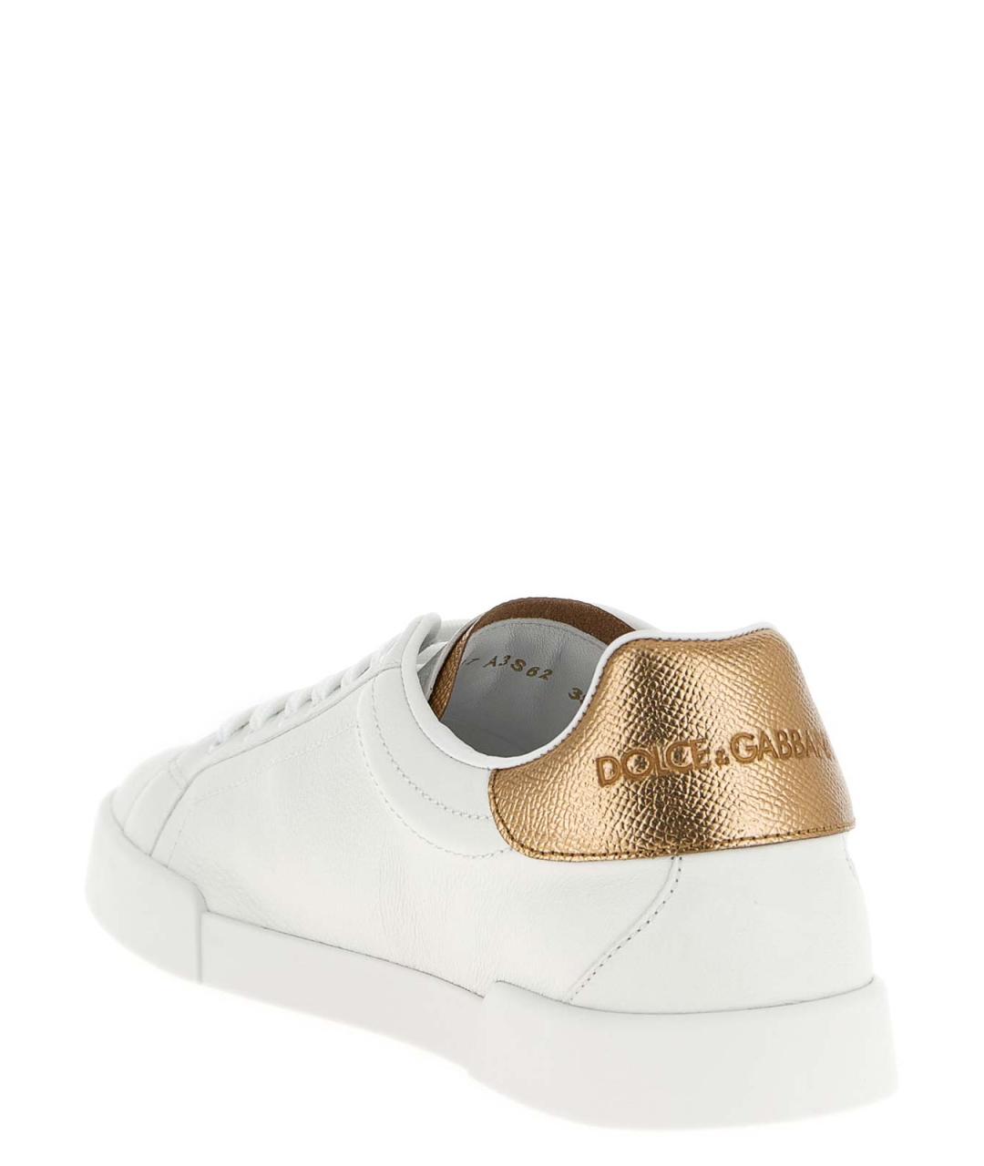 DOLCE&GABBANA Белые кожаные кеды, фото 3