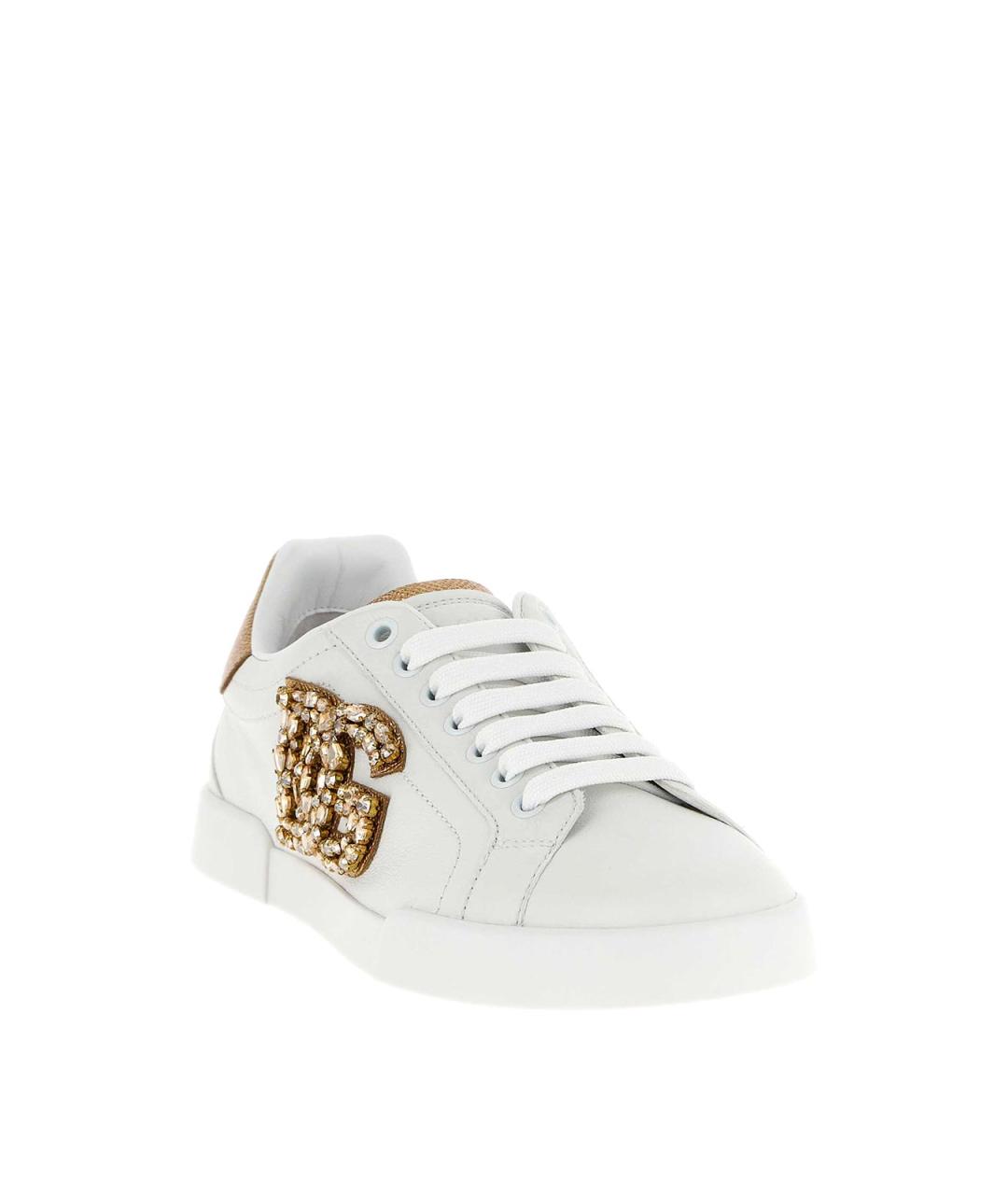 DOLCE&GABBANA Белые кожаные кеды, фото 2