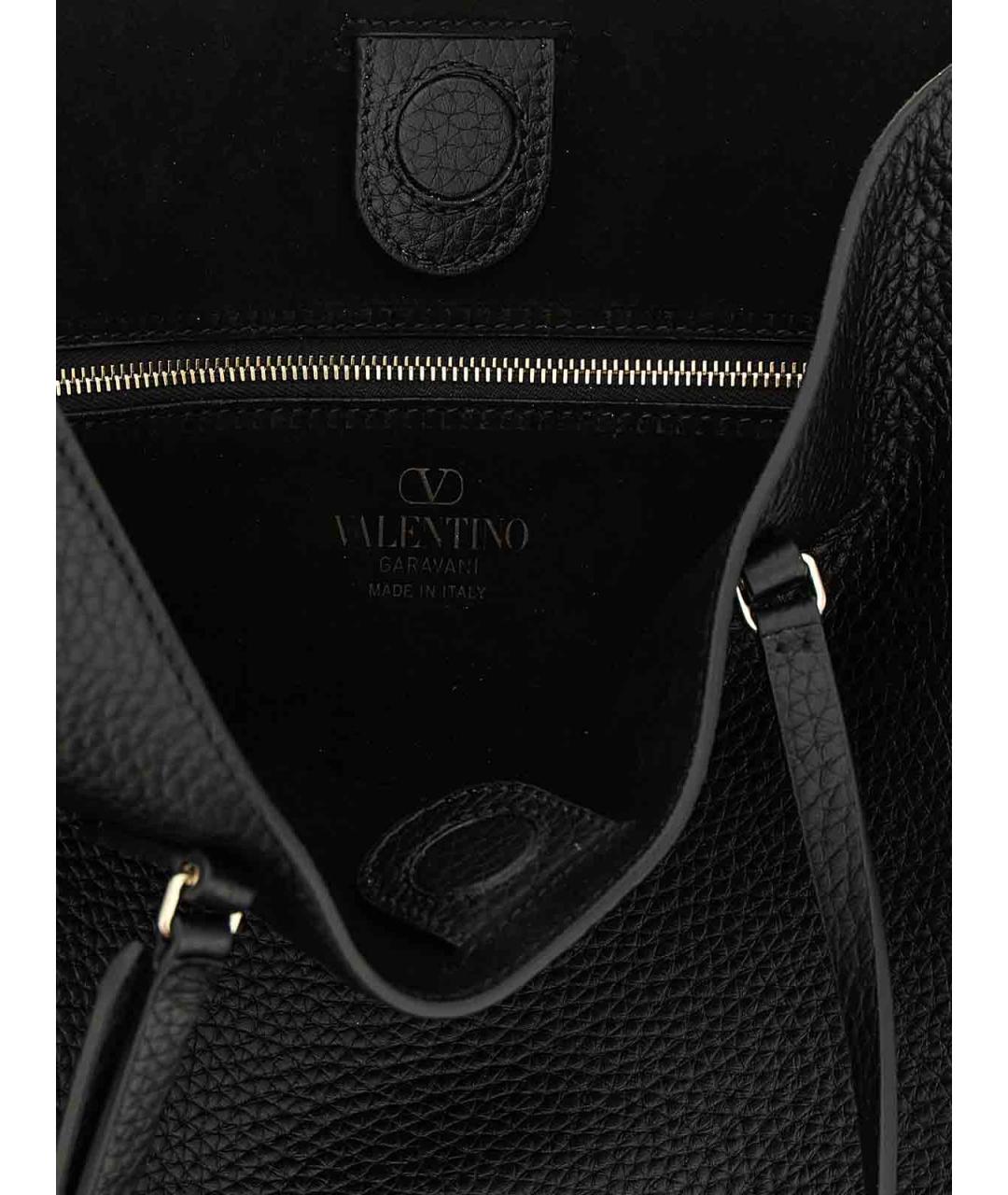 VALENTINO Черная кожаная сумка тоут, фото 4