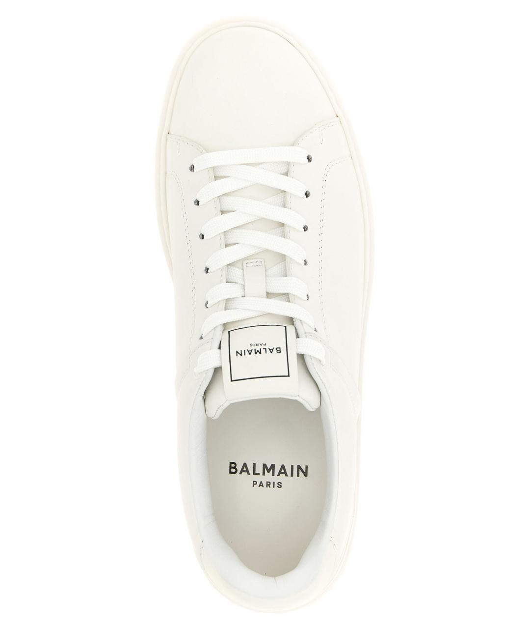 BALMAIN Белые кожаные низкие кроссовки / кеды, фото 4