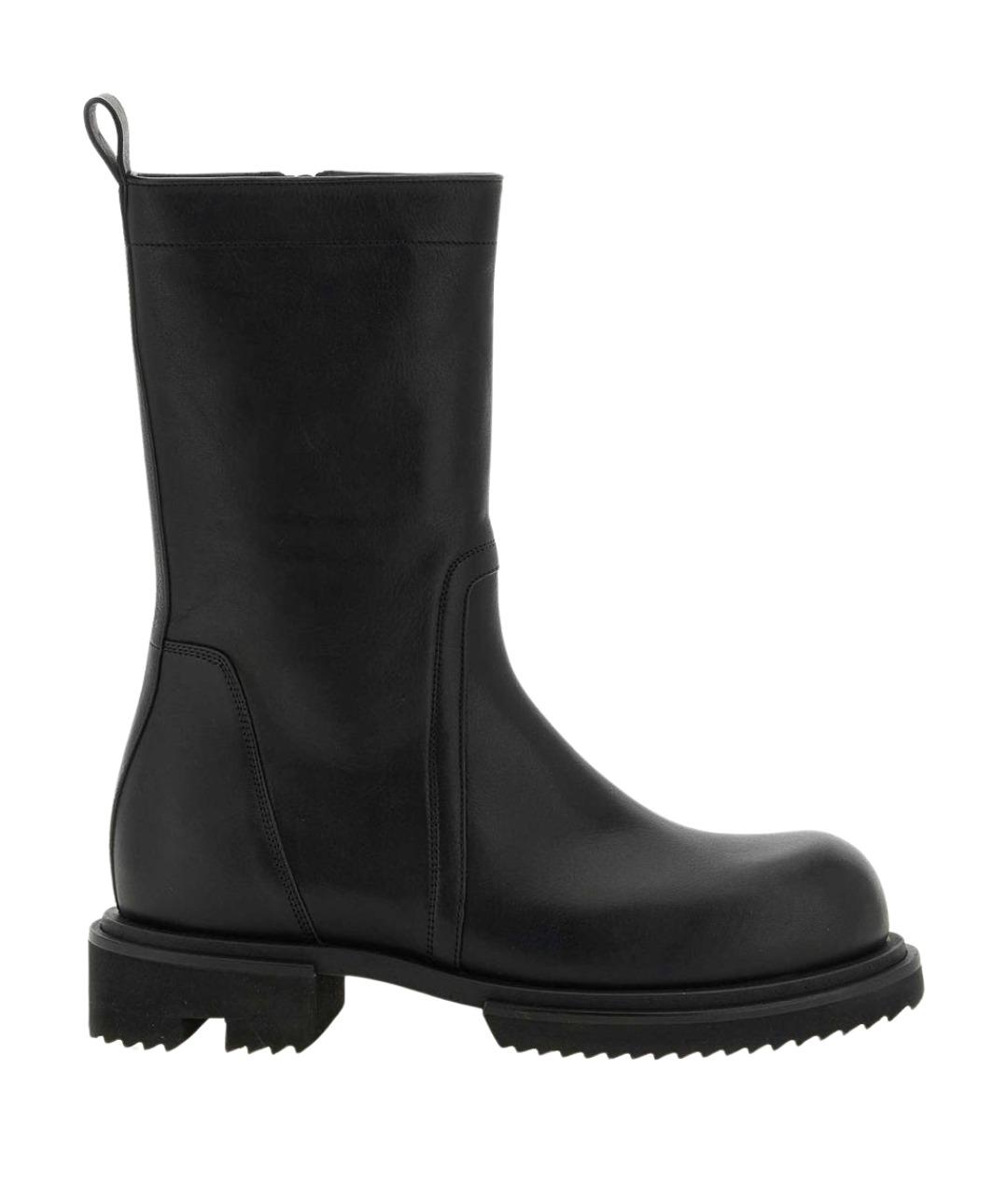 RICK OWENS Черные кожаные высокие ботинки, фото 1