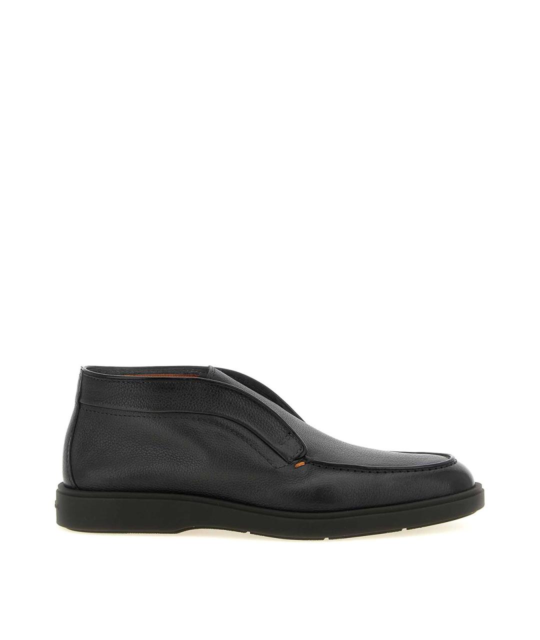 SANTONI Черные кожаные низкие ботинки, фото 1