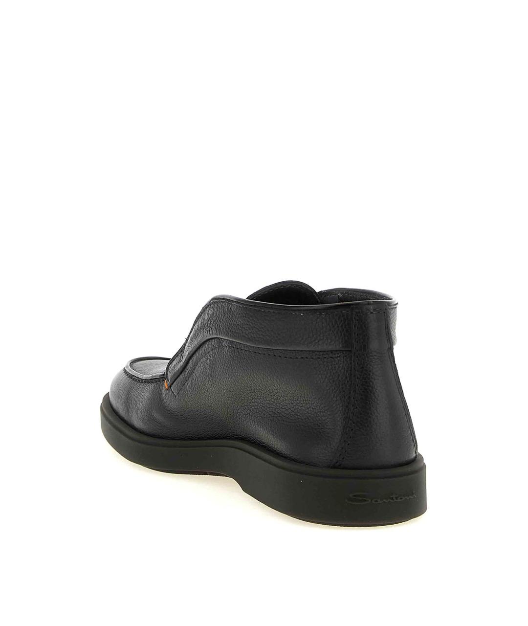 SANTONI Черные кожаные низкие ботинки, фото 3