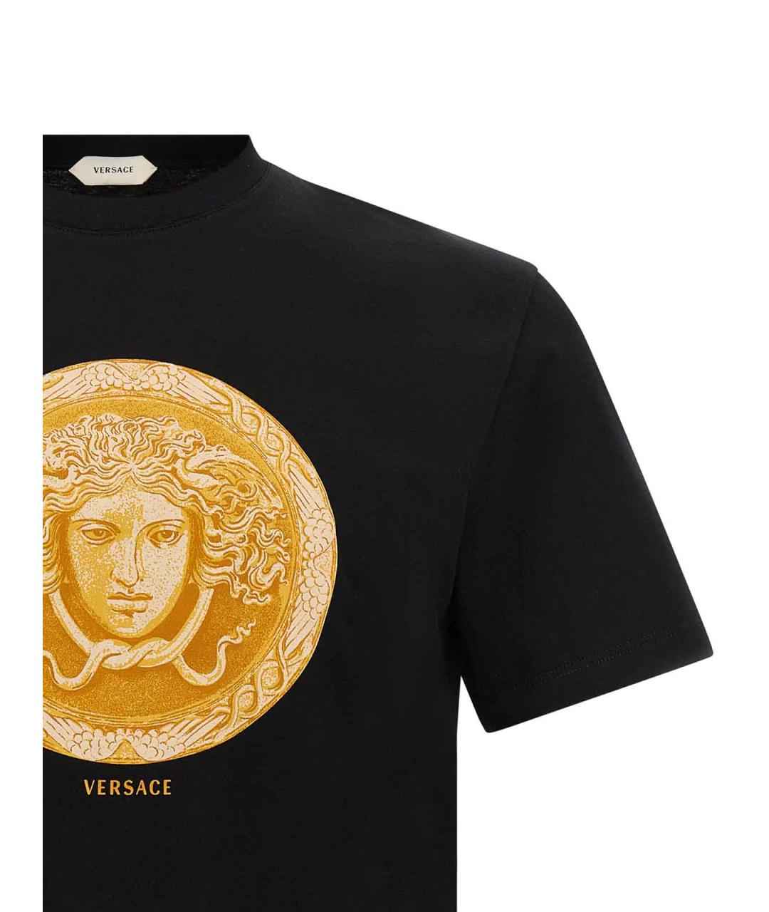 VERSACE Черная хлопковая футболка, фото 3