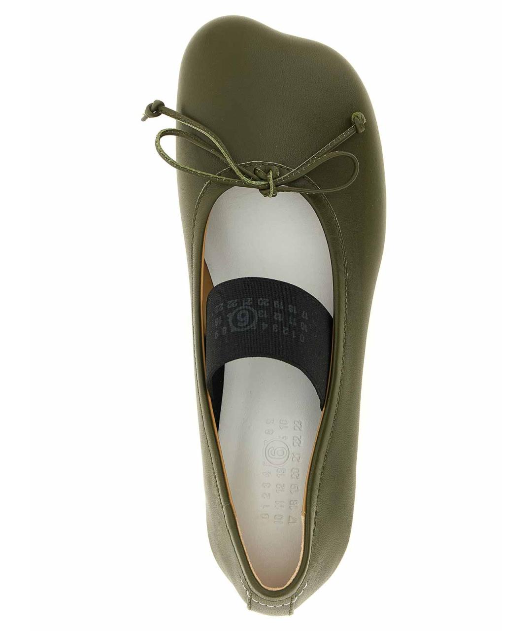 MM6 MAISON MARGIELA Зеленые кожаные балетки, фото 4