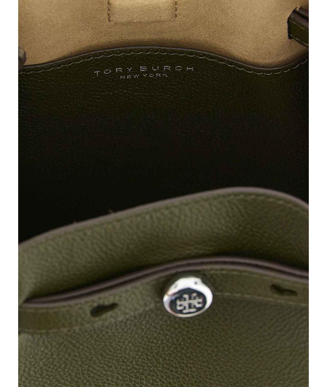 TORY BURCH Зеленая кожаная сумка с короткими ручками, фото 4