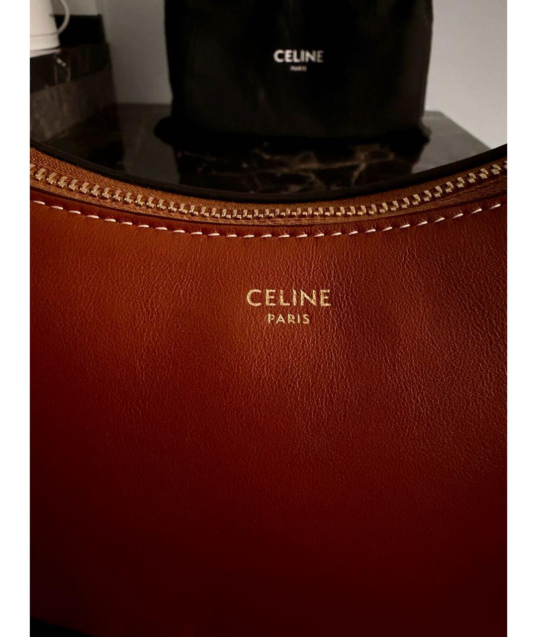CELINE Оранжевая кожаная сумка с короткими ручками, фото 5
