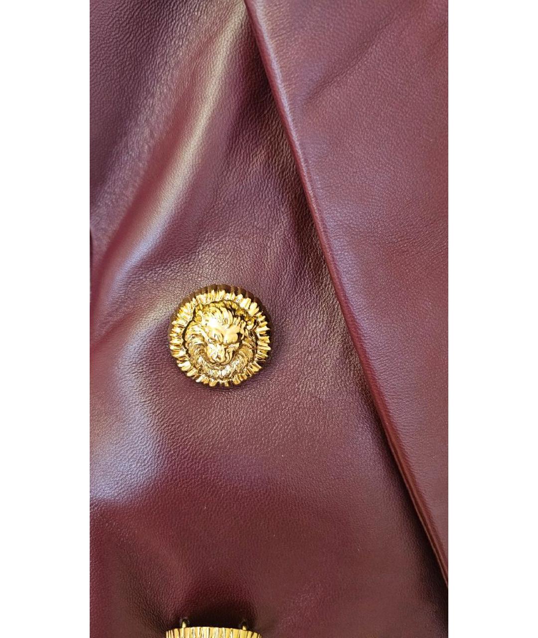 BALMAIN Бордовая кожаная куртка, фото 4