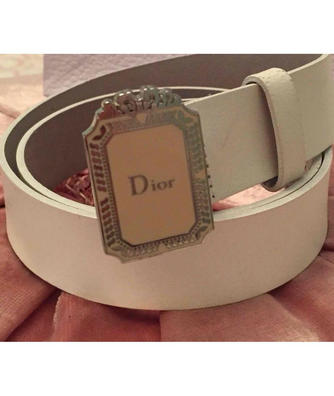 CHRISTIAN DIOR Белый кожаный пояс/ремень, фото 2