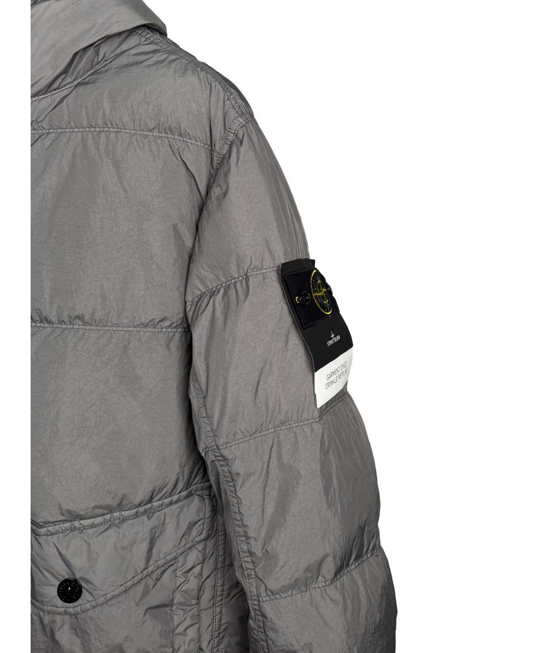 STONE ISLAND Серый полиамидовый пуховик, фото 4