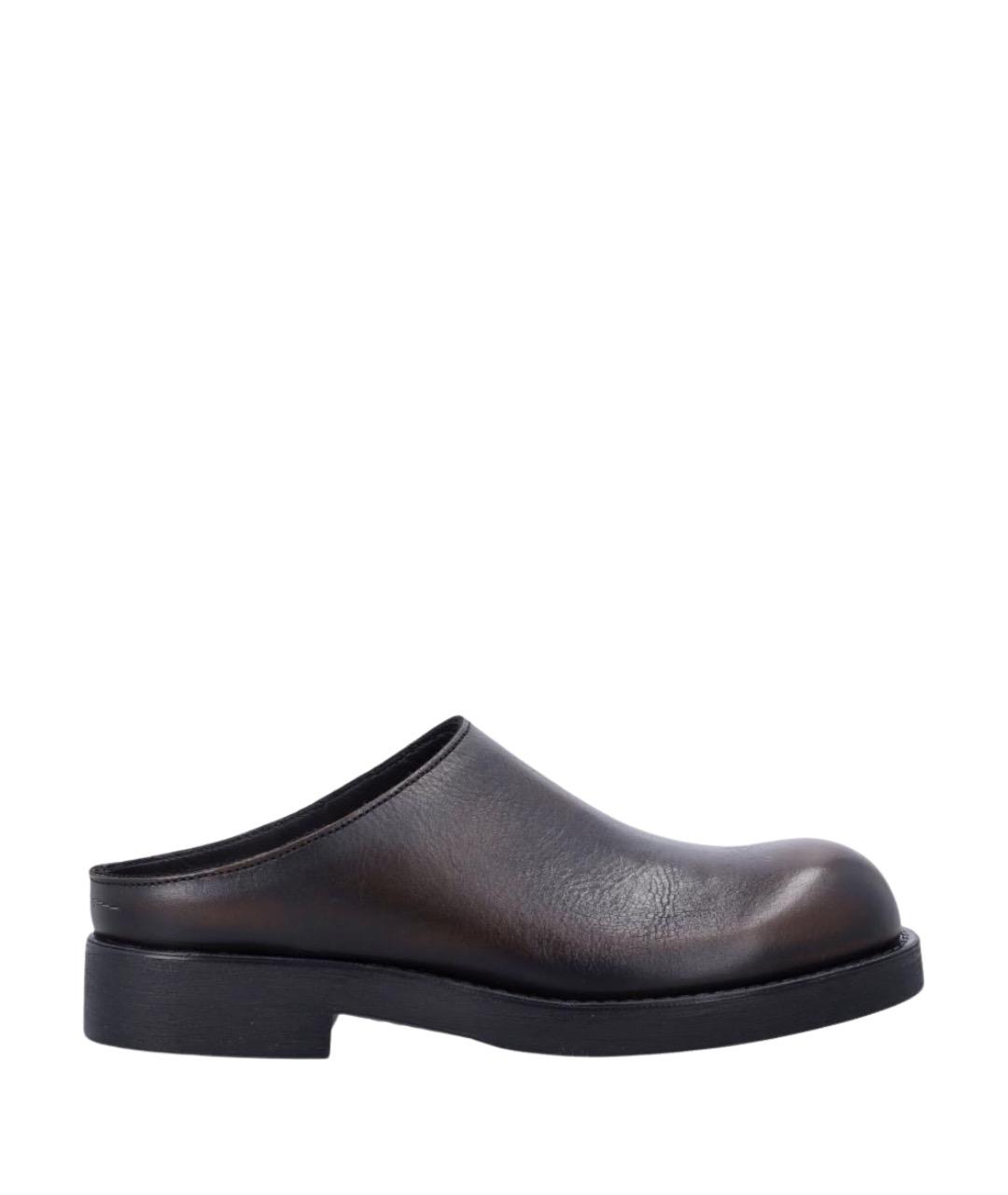 MM6 MAISON MARGIELA Коричневые кожаные мюли, фото 1