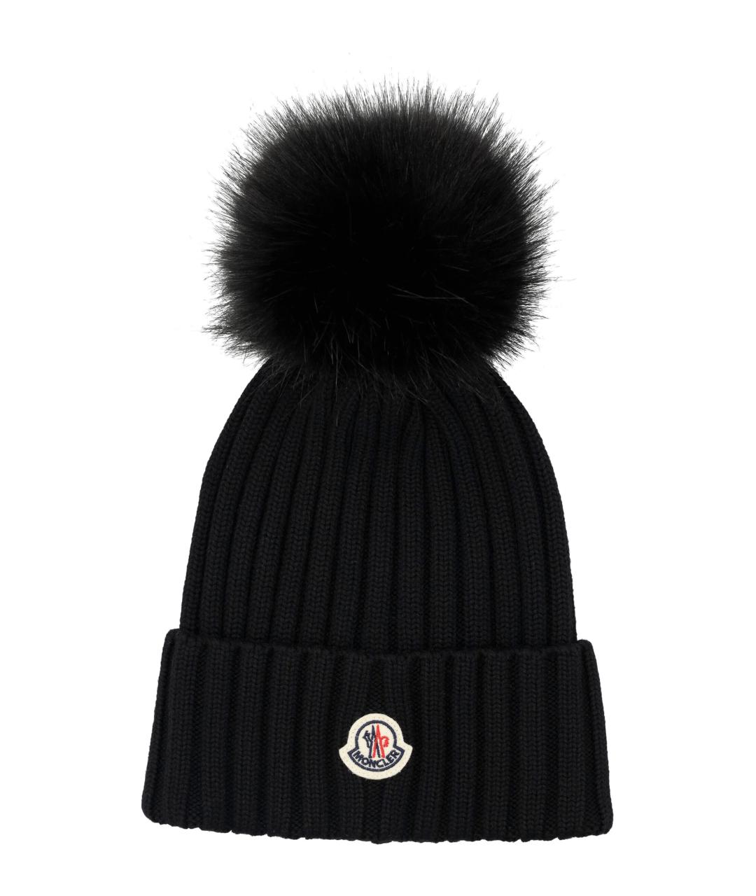 MONCLER Черная синтетическая шапка, фото 1