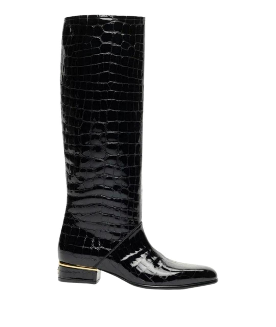CHANEL Черные сапоги из лакированной кожи, фото 1