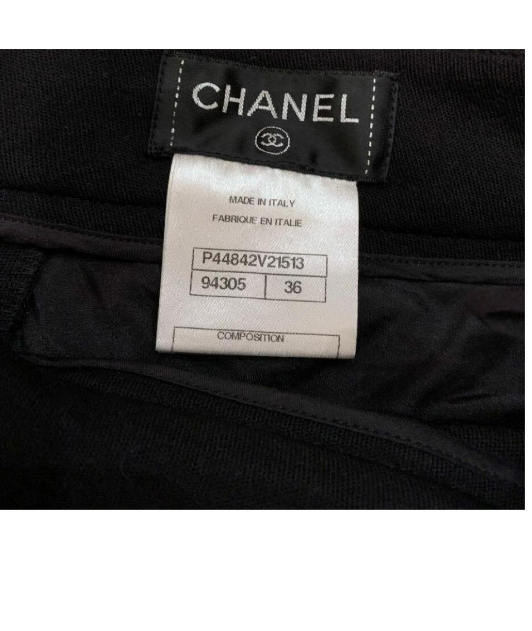 CHANEL Черные шерстяные брюки узкие, фото 2