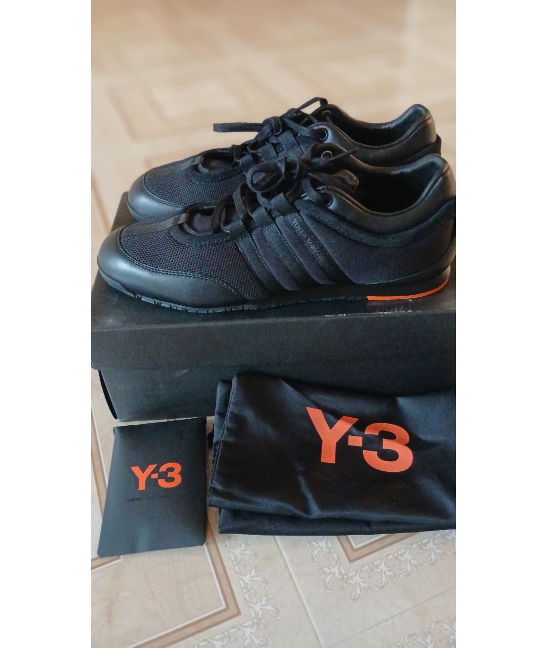 Y-3 Черные кожаные низкие кроссовки / кеды, фото 2