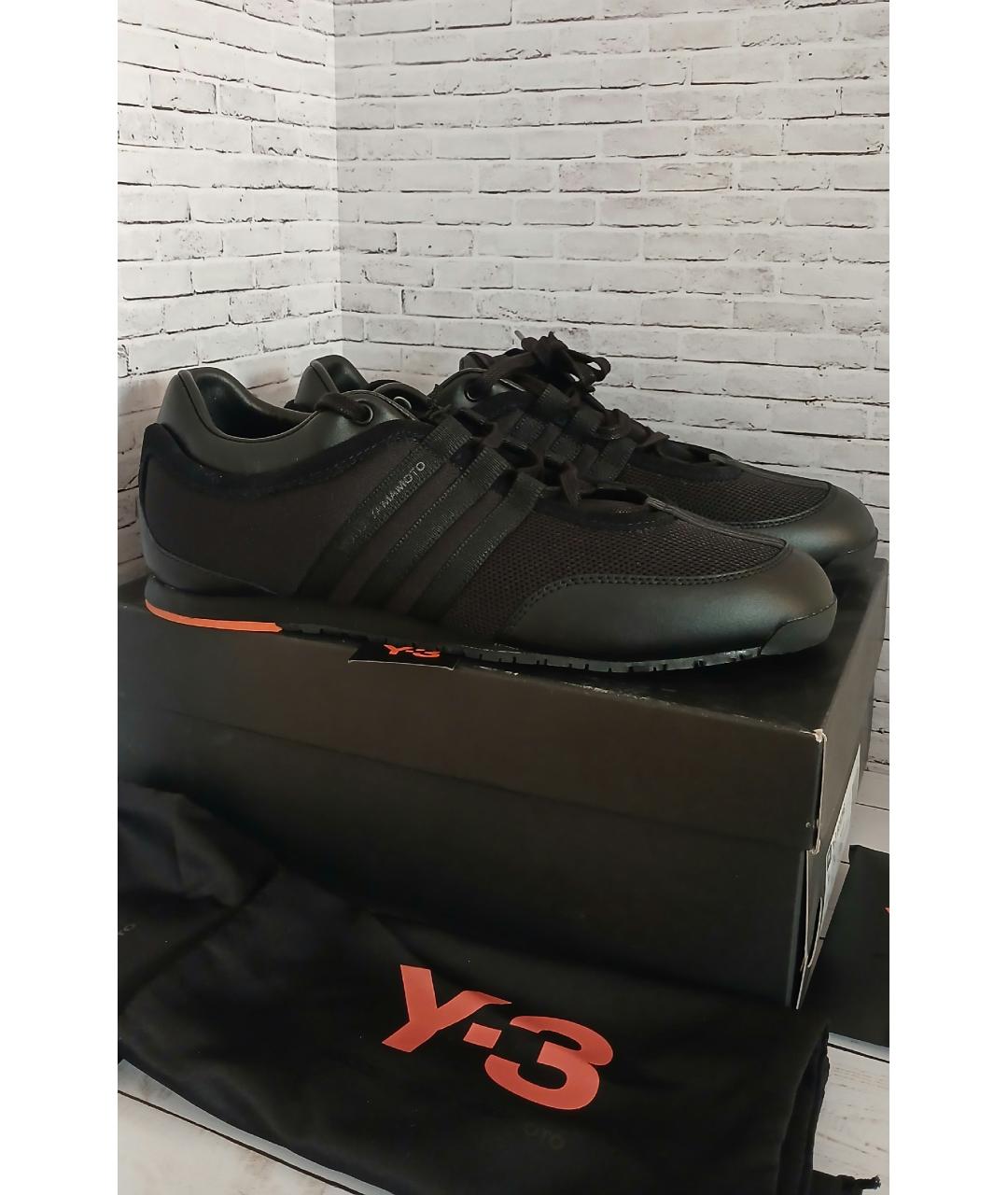 Y-3 Черные кожаные низкие кроссовки / кеды, фото 3
