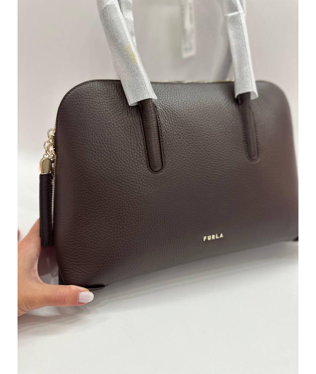 FURLA Коричневая кожаная сумка через плечо, фото 2