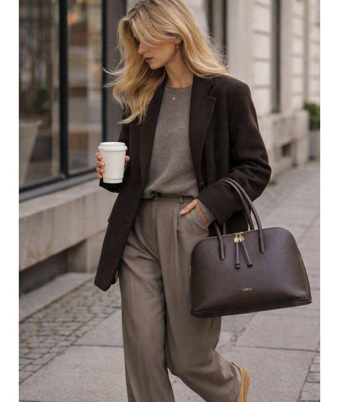 FURLA Коричневая кожаная сумка через плечо, фото 8