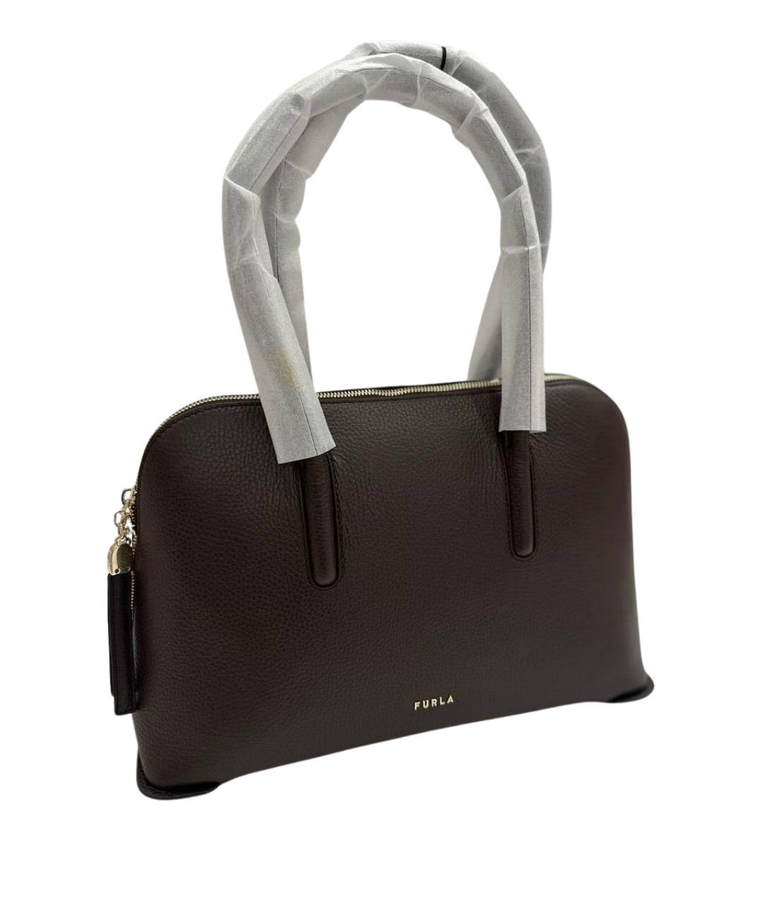 FURLA Коричневая кожаная сумка через плечо, фото 1