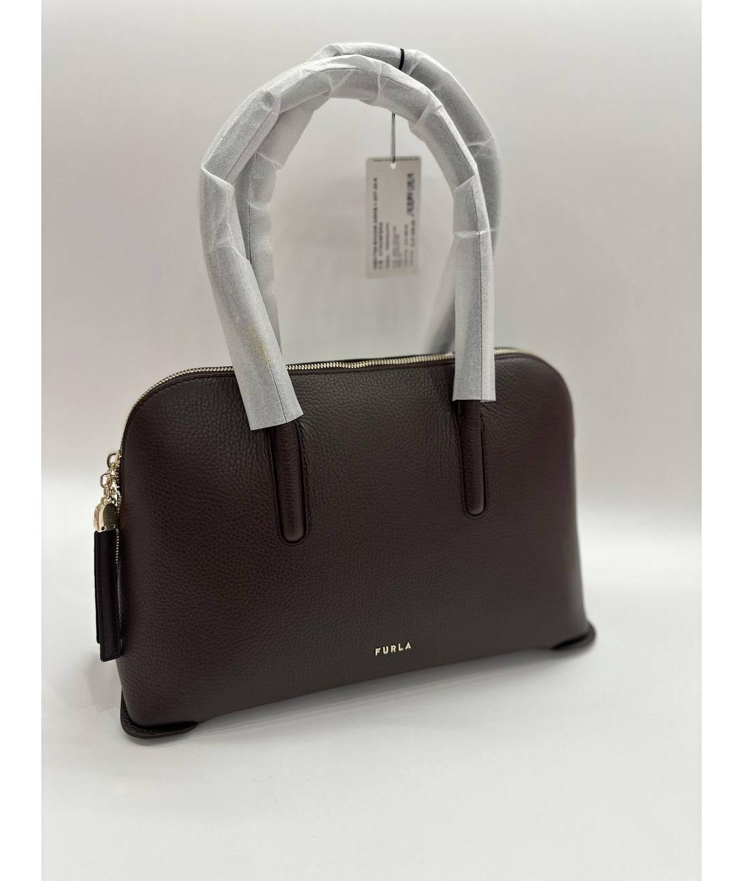 FURLA Коричневая кожаная сумка через плечо, фото 10
