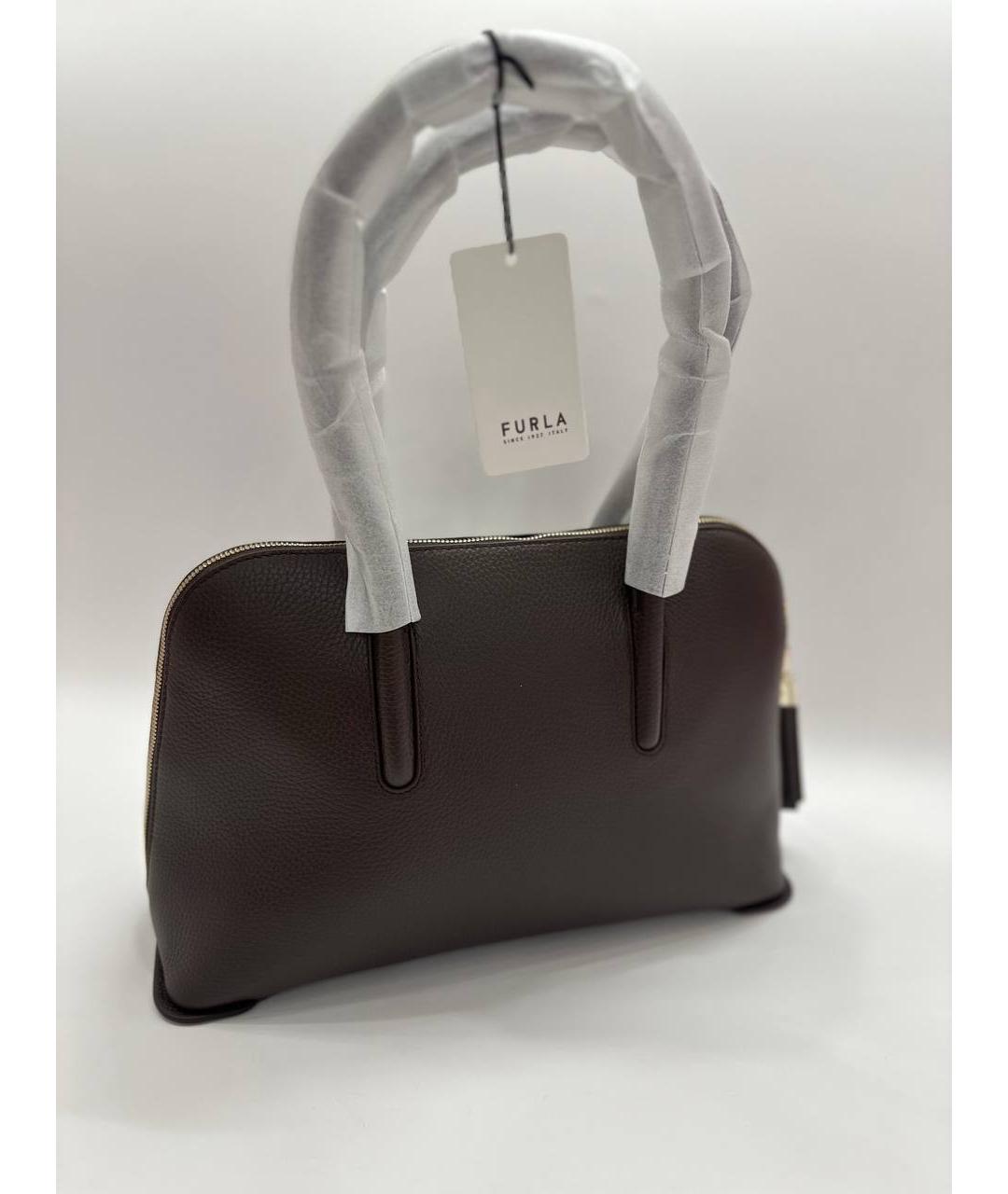 FURLA Коричневая кожаная сумка через плечо, фото 5