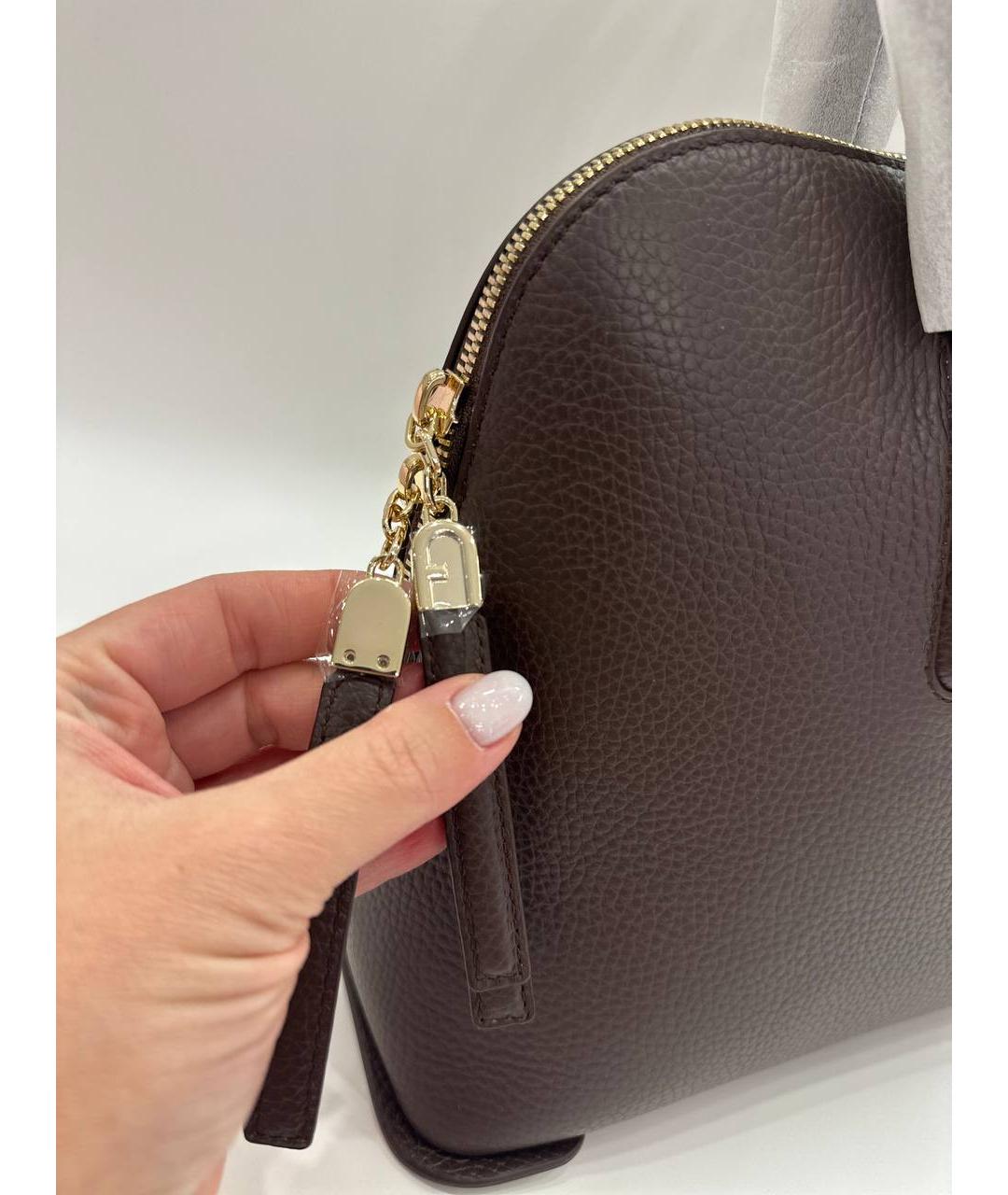 FURLA Коричневая кожаная сумка через плечо, фото 3