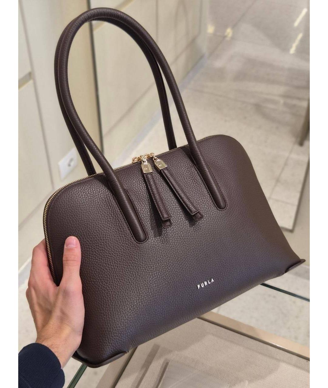 FURLA Коричневая кожаная сумка через плечо, фото 9