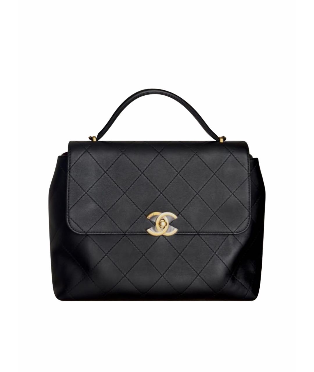 CHANEL Черная кожаная сумка с короткими ручками, фото 1