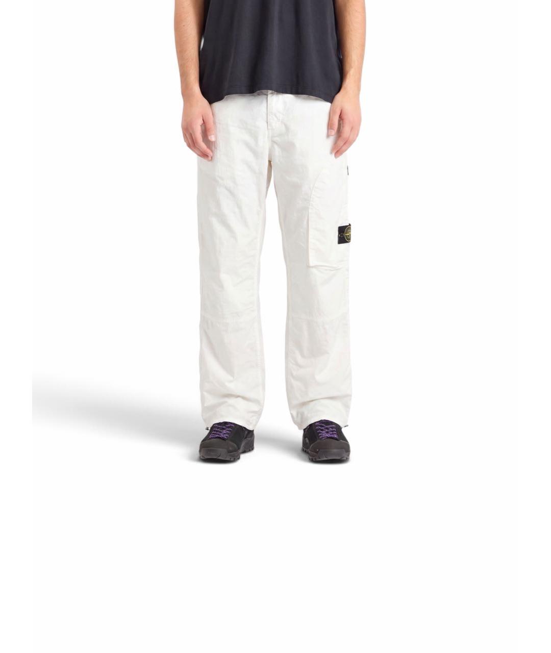 STONE ISLAND Белые полиамидовые повседневные брюки, фото 7