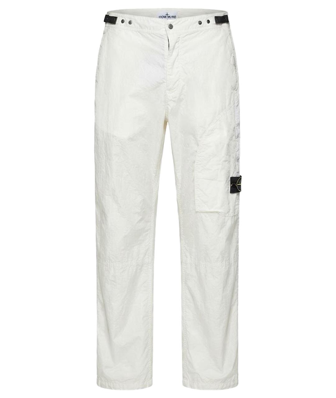 STONE ISLAND Белые полиамидовые повседневные брюки, фото 1