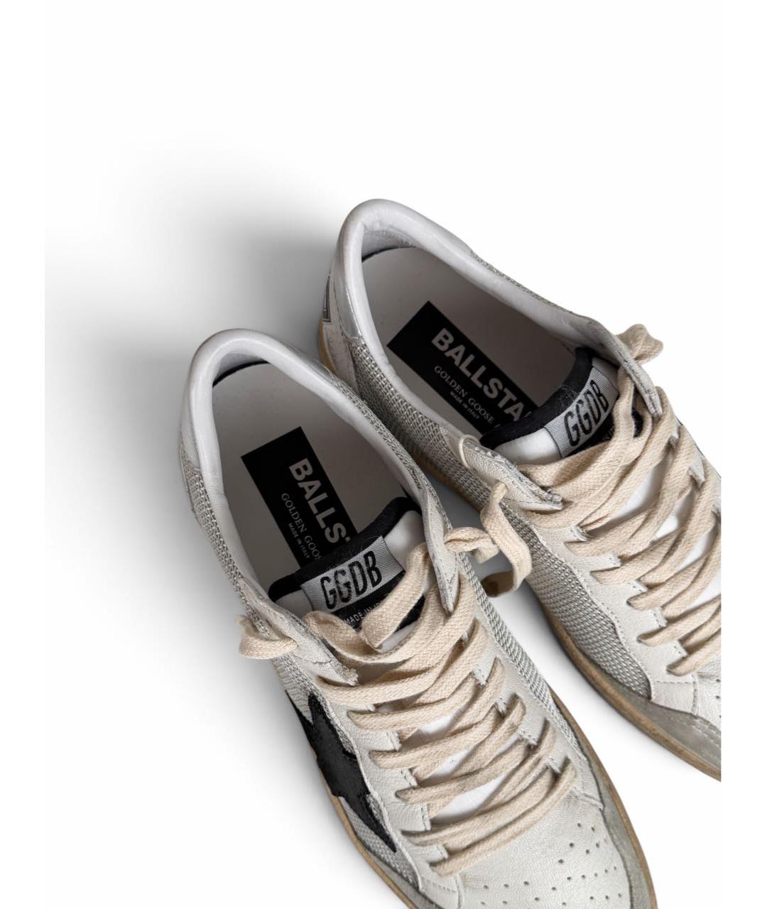 GOLDEN GOOSE Белые кожаные низкие кроссовки / кеды, фото 4