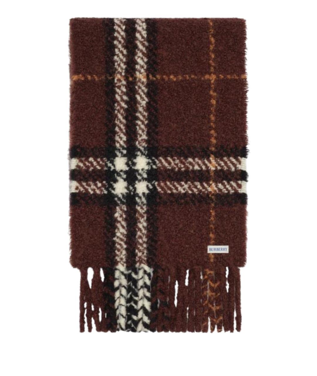 BURBERRY Коричневый шерстяной шарф, фото 2