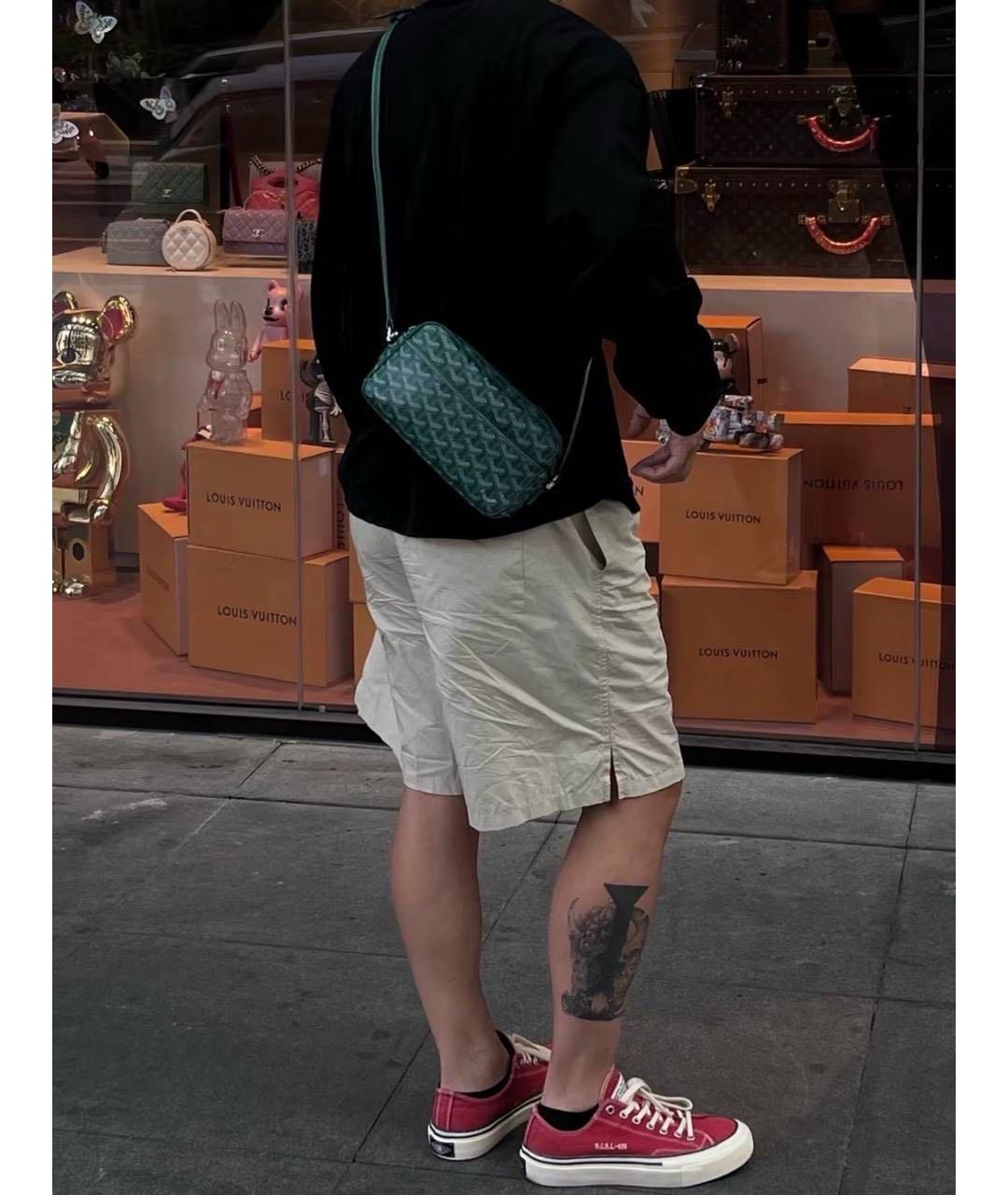 GOYARD Зеленая сумка на плечо из канвы, фото 5