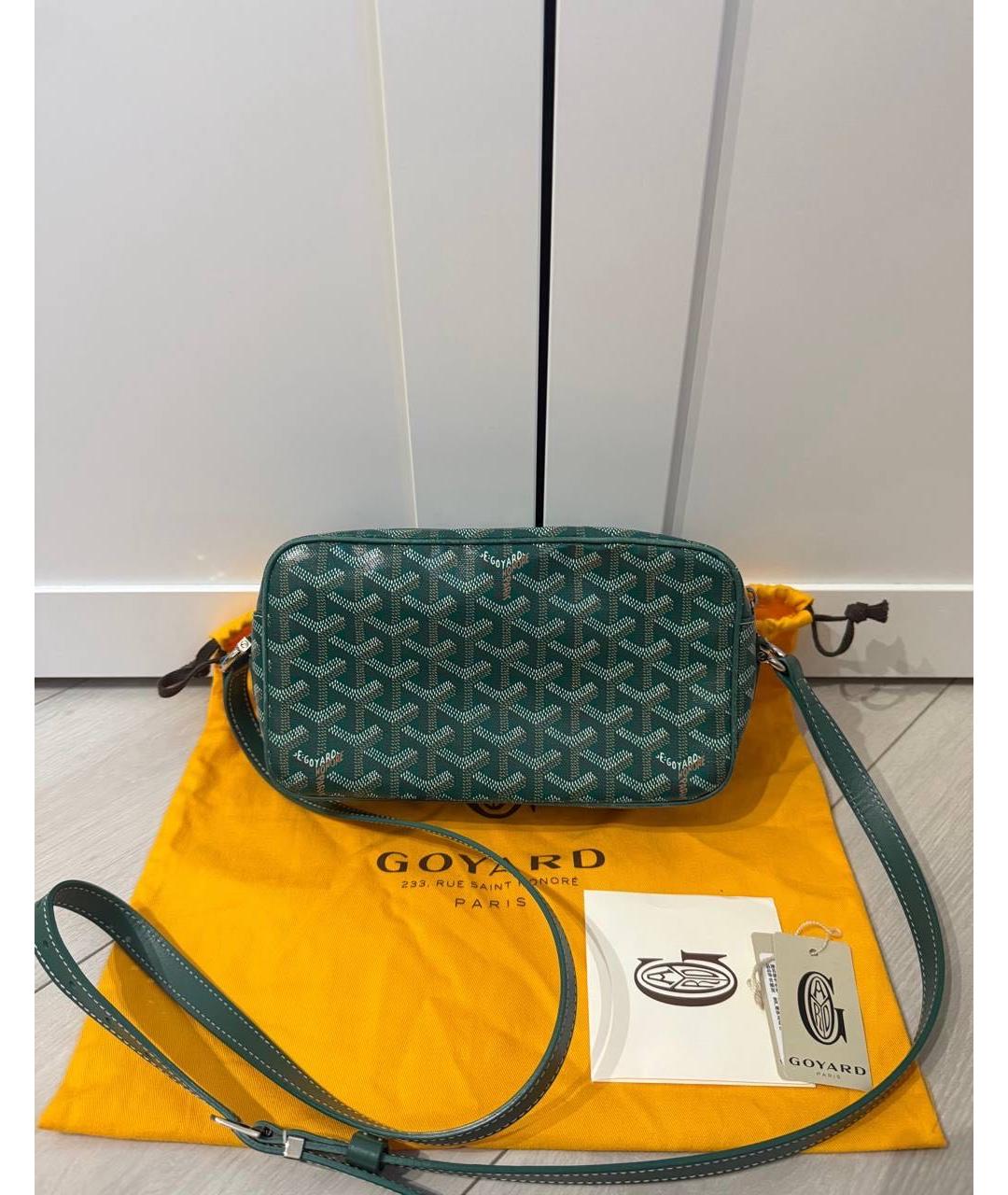 GOYARD Зеленая сумка на плечо из канвы, фото 2