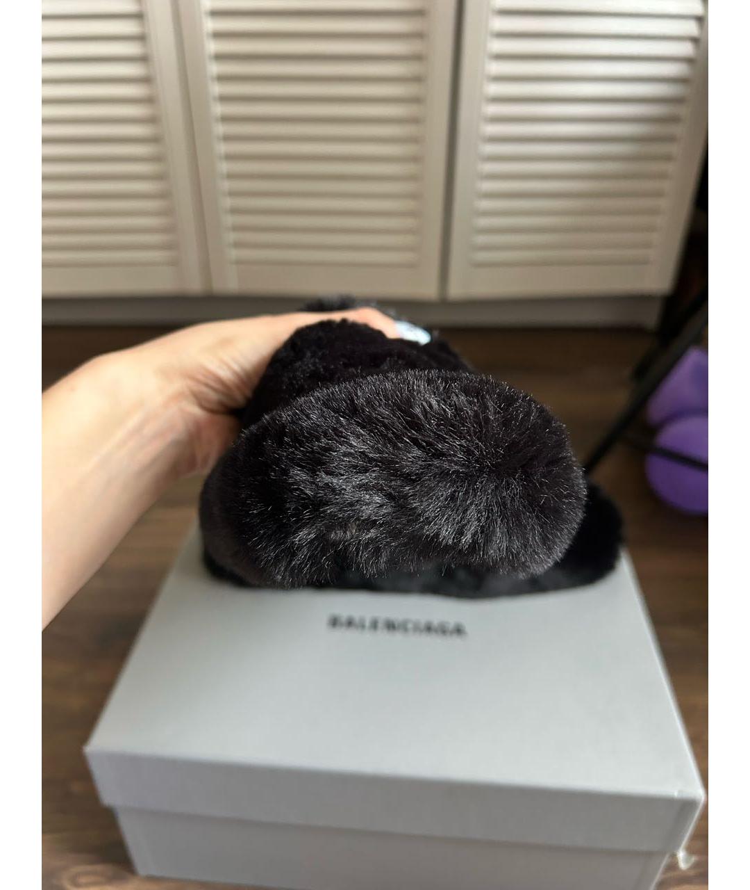 BALENCIAGA Черные кожаные мюли, фото 3
