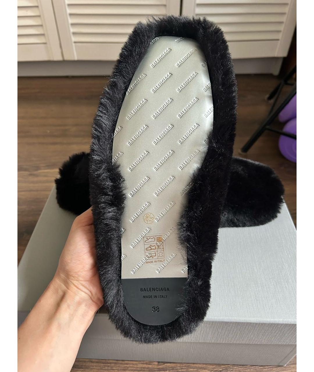 BALENCIAGA Черные кожаные мюли, фото 5