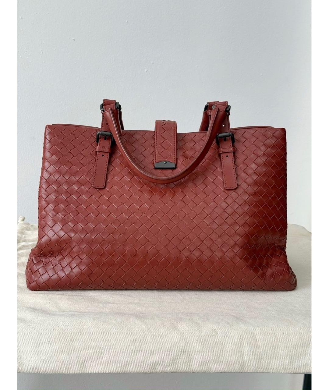 BOTTEGA VENETA Бордовая кожаная сумка тоут, фото 3