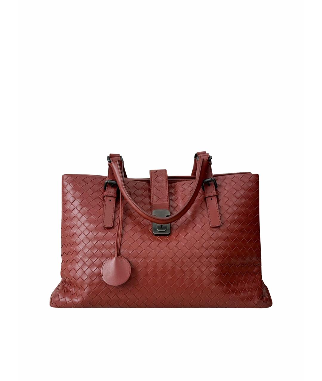 BOTTEGA VENETA Бордовая кожаная сумка тоут, фото 1
