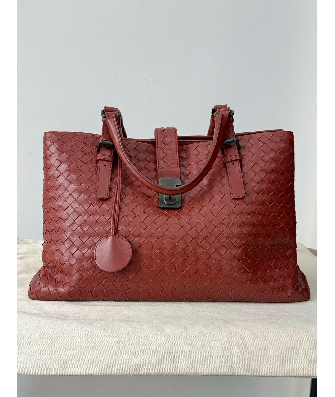 BOTTEGA VENETA Бордовая кожаная сумка тоут, фото 7