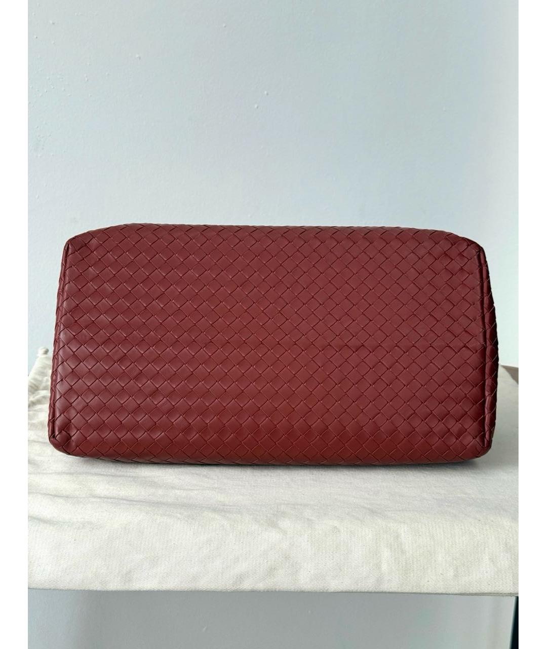 BOTTEGA VENETA Бордовая кожаная сумка тоут, фото 4