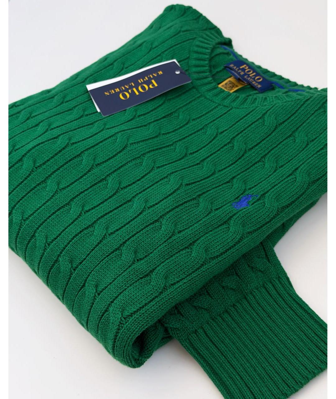 POLO RALPH LAUREN Зеленый хлопковый джемпер / свитер, фото 4