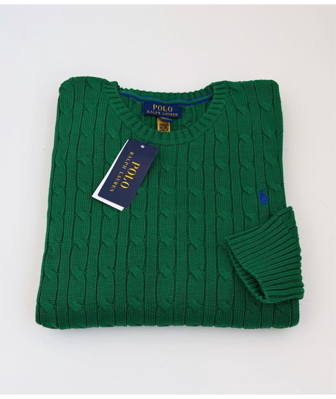 POLO RALPH LAUREN Зеленый хлопковый джемпер / свитер, фото 2
