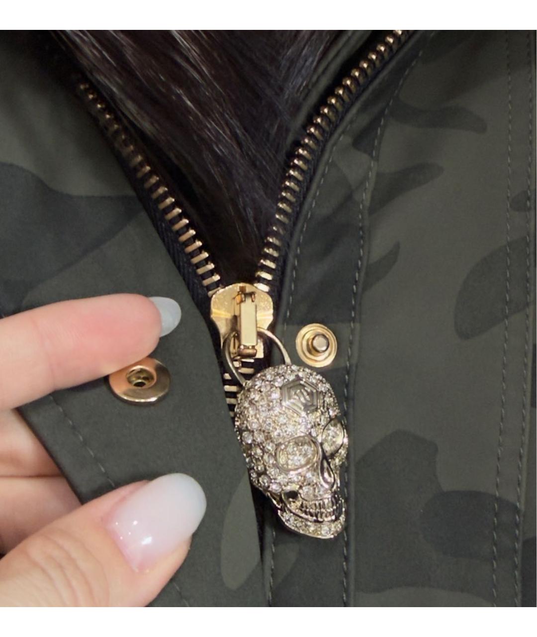 PHILIPP PLEIN Хаки полиэстеровая парка, фото 6